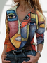 Lässig Figur Baumwollgemisch T-Shirt