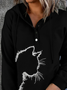 Große Größen Katze Print Kapuzenpullover Sweatshirts