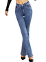 Lässig Unifarben Frühling Mittler Mikroelastizität Täglich Mittlere Taille Denim Lang Jeans für Damen