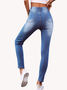 Lässig Frühling Farbblock Hohe Taille Mittler Mikroelastizität Täglich Fest Lang Jeans für Damen