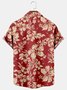 Urlaub Stil Hawaiische Serie Pflanze Blume Blätter Element Revers Kurzarm Bluse Print Oberteile