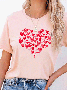 Herzen Print Rundhals Kurzarm Grafik T-Shirts