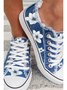 Damen Lilie Grafik Print Denim Schnürung Sneakers