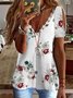 Lässig Geblümt Kurzarm V-Ausschnitt Große Größen Print Shirts & Blusen T-Shirts