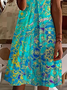 Rundhalsausschnitt Kleid Wickelkleid Maxikleid mit Blumenprint