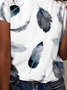 Große Größen Feder Lässig Kurzarm T-Shirt
