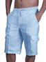 Herren Leinen Shorts Multi-Pocket Krawatte Cargohosen