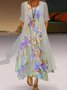 Rundhals Lässige Kleid Sets mit Schmetterling Print