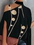 Polka Dots Kurzarm Knopf Neckholder Große Größen Lässig Blusen & Shirts
