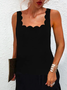 Karree-Ausschnitt Kurzarm Stricken Kleid