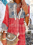 Lässig Locker Ethnisch Langarm Gewebe Kleid