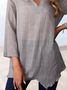 Unifarben Baumwolle Kurzarm Blusen & Shirts