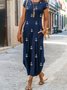 Lässig Kurzarm Rundhals Große Größen Print Kleid