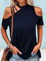 Asymmetrisch Lässig Kurzarm T-Shirt
