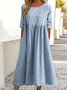 Unifarben Weit Tasche Lang Kleid