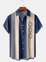 Lässig Kunst Sammlung Geometrisch Streifen Farbblock Muster Revers Kurzarm Bluse Print Oberteile