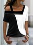 Locker Asymmetrisch Kragen Lässig T-Shirt
