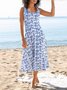 Urlaub Geblümt Design Rundhals Stricken Kleid