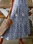 V-Ausschnitt Kleid Lässiges Maxikleid mit Blumenprint 