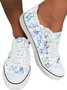 Leicht Atmungsaktiv Blau Geblümt Sneakers Espadrilles