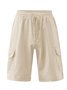 Herren Leinen Shorts Multi-Pocket Krawatte Cargohosen