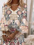 Geometrisch Print V-Ausschnitt Freizeitkleid