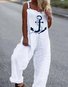 Karree-Ausschnitt Lässig Geometrisch Jumpsuit & Jumpsuit