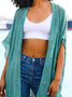 Kragenlos Locker Strickjacke
