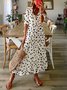 Polka Dots Lässig Herbst V-Ausschnitt Normal Leicht Täglich Weit Lang Kleider für Damen