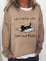 Katze Buch Bluse für Damen Leben ist besser Mit Katzen und Bücher Einfach Sweatshirt