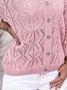 Unifarben Geknöpft V-Ausschnitt Langarm Große Größen Lässig Pullover