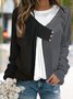 Lässig Farbblock Herbst Polyester Täglich Weit Heiß Liste Rundhals Regelmäßig Sweatshirts für Damen