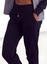 Lässig Unifarben Herbst Geknöpft Täglich Jersey Standard Lang H-Linie Jogginghose für Damen