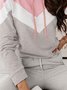 Lässig Farbblock Herbst Leicht Täglich Weit Standard H-Linie Regelmäßig Größe Sweatshirts für Damen