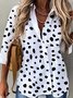 Damen Polka Dots Lässig Herbst Täglich Regelmäßig Langarm Ärmel H-Linie Hemdkragen Regelmäßig Größe Bluse