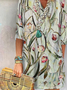 Damen Lässig Geblümt Herbst V-Ausschnitt Weit Midi 1 * Kleid Standard Regelmäßig Kleider
