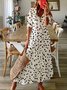 Polka Dots Lässig Herbst V-Ausschnitt Normal Leicht Täglich Weit Lang Kleider für Damen