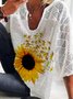 Lässig Herbst Sonnenblume Leicht Mikroelastizität Täglich Weit Gekerbt Regelmäßig Größe Blusen & Shirts für Damen