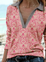 Lässig Ethnisch Herbst Jersey 1 * Bluse Langarm Regelmäßig H-Linie Regelmäßig Größe Blusen & Shirts für Damen