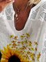 Lässig Herbst Sonnenblume Leicht Mikroelastizität Täglich Weit Gekerbt Regelmäßig Größe Blusen & Shirts für Damen