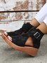 Retro Plateau Keil Fisch Mund Pantolette