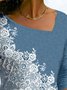 Lässig Geblümt Herbst Mikroelastizität Täglich Bestseller Asymmetrisch Langarm Regelmäßig Größe T-Shirt für Damen
