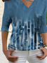 Damen Gestreift Lässig Herbst V-Ausschnitt Weit Jersey Standard Regelmäßig Regelmäßig Größe T-Shirt