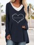 Lässig Herbst Herz/Herz Urlaub Weit Jersey Standard Langarm H-Linie Blusen & Shirts für Damen