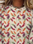 Lässig Sommer Blätter Mikroelastizität Jersey Rundhals Regelmäßig Regelmäßig Regelmäßig Größe T-Shirt für Damen
