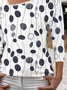 Damen Geometrisch Lässig Herbst Asymmetrisch 3/4 Ärmel Regelmäßig H-Linie Mittel Elastizität Regelmäßig Größe T-Shirt