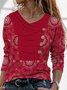 Damen Retro Ethnisch Herbst Leicht Täglich Jersey Asymmetrisch Mittellang Regelmäßig Größe Blusen & Shirts