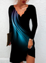 Damen Lässig Abstrakt Herbst V-Ausschnitt Normal Jersey H-Linie Regelmäßig Regelmäßig Größe Kleider
