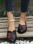 Damen Retro Blätter Alle Jahreszeiten Flach Rund PU Gummi Rutschfest Flache Schuhe Slippers