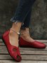 Damen Retro Blätter Alle Jahreszeiten Flach Rund PU Gummi Rutschfest Flache Schuhe Slippers